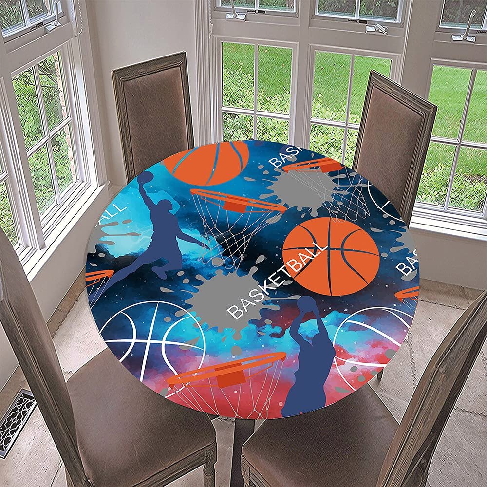 FANSU Round Washable Outdoor Tablecloth, 3D Wolf Design, Polyester Stain-Resistant Table Cover for Home and Garden Tables, 63 in Diameter, Modesport