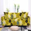 Highdi Stretch Sofa Cover with Leaf Pattern, Yellow, 3-Seater view 1