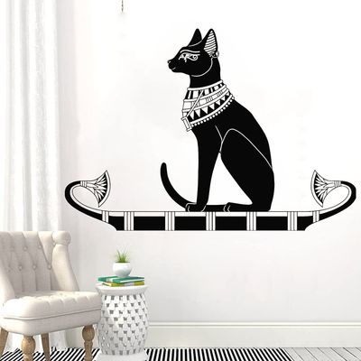 QIANGTOU Vinyl Wall Sticker, Ancient Egyptian Cat Goddess Bastet, Wall Decal, 60 x 42 cm