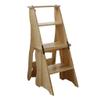 GJSN Wooden Folding Step Stool, 4-Step Ladder, Natural Wood, 34 × 40 × 85 cm view 1