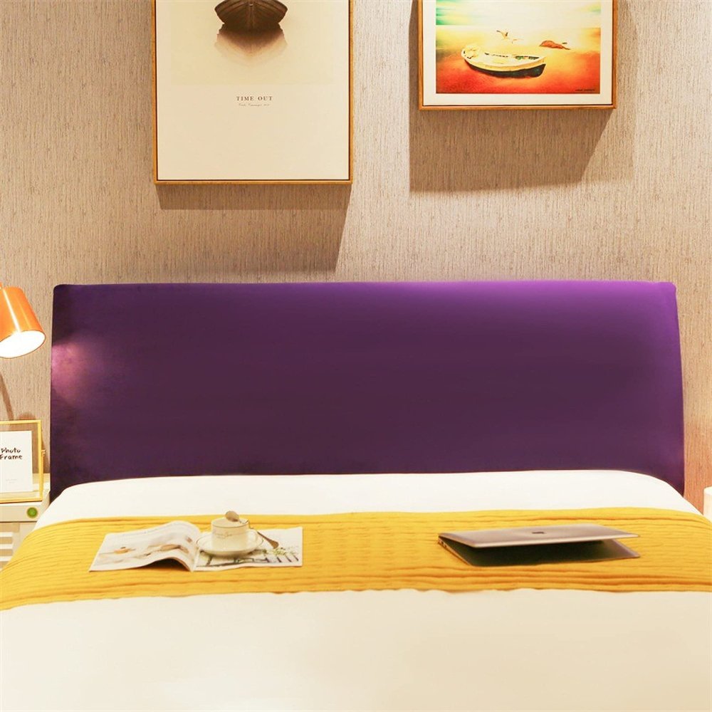 Stretch Velvet Headboard Cover for King/Queen Beds, Purple, 170–190 cm