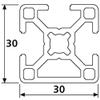Design Aluminum Profile 30x30L, 1 Concealed Slot, B-Type Slot 8, Light, Silver Anodized, 410 mm view 2