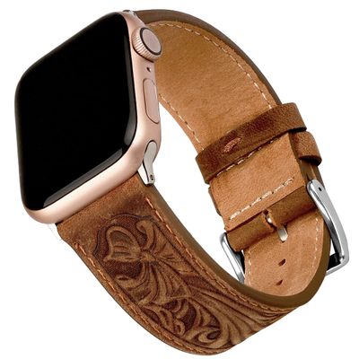 Falandi Leather Watch Band for Apple Watch, 40 mm, 38 mm, 44 mm, 42 mm, Retro Pattern, Classic Replacement Band for iWatch, Men and Women, Series SE 6, 5, 4, 3, 2, 1 (Retro Brown, 40 mm/38 mm)