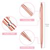 LONGKEY 3-Pack Slim Rose Gold Ballpoint Pens, Black Ink, 1 mm view 2