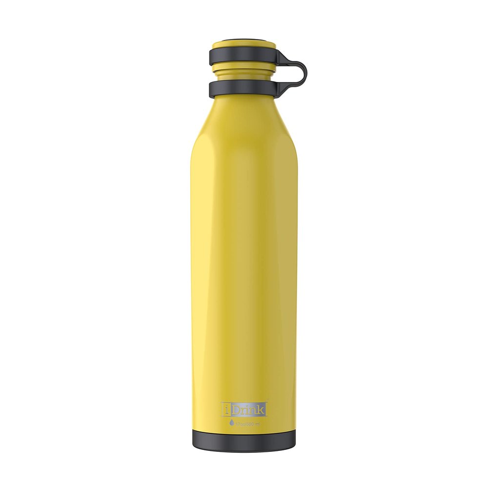 IDRINK b-evo Revolutionary Insulated Bottle, 3-Layer Stainless Steel Bottle with Double Lid, 500 ml (MICHELANGELO)