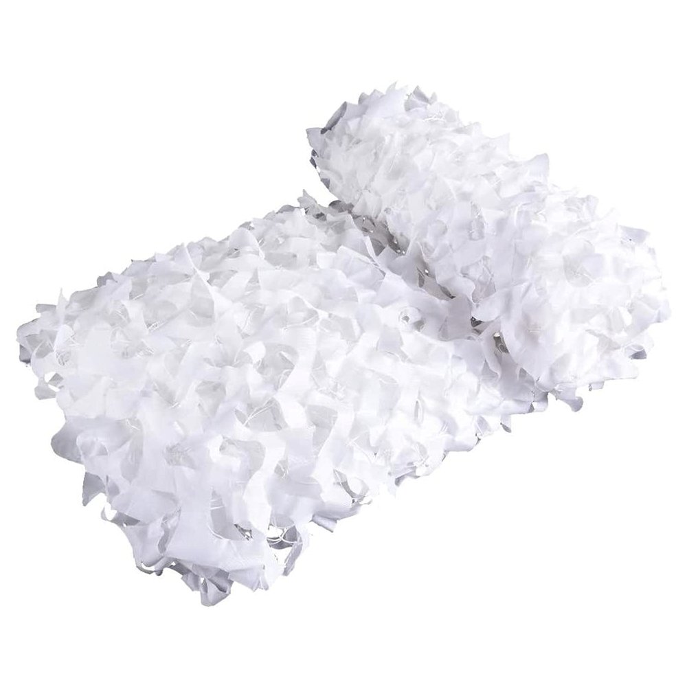 BcofoA Military Camouflage Net, Outdoor Shade and Concealment Net, Adjustable, White, 10 ft x 13 ft (3 m x 4 m)