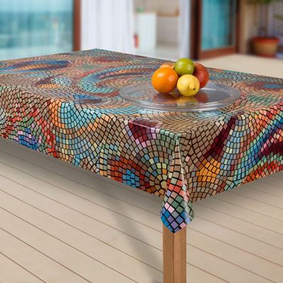 laro Washable PVC Oilcloth Tablecloth, Mosaic Multicolor, 140 x 200 cm