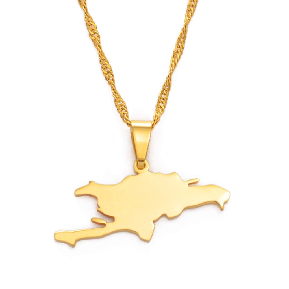 LIUZIXI Hispaniola Island Map Pendant Necklace, Gold