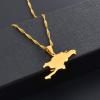 LIUZIXI Hispaniola Island Map Pendant Necklace, Gold view 4