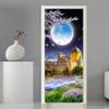CBWRAW 3D Self-Adhesive Removable PVC Door Wallpaper, Moon Castle Pattern, 77 x 200 cm view 3