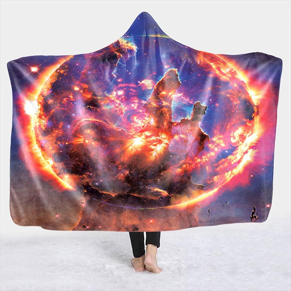 YUNHOME Hooded Blanket, Milky Way Starry Sky, 150 x 130 cm