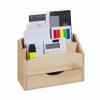 LOCALIS Desk Organizer with Drawer, Pine Wood, 2 Compartments, 25 x 10 x 20 cm view 1