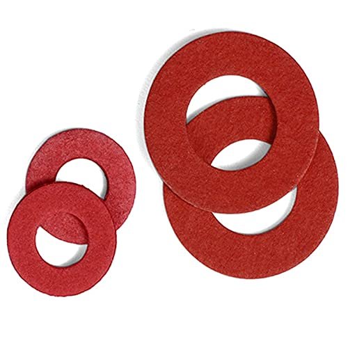 XinYuan Flat Washers, 20/100-Piece Red Steel Paper Insulating Sealing Ring Spacers, M2–M16 (100 pcs M6 x 18 x 1.5 mm)