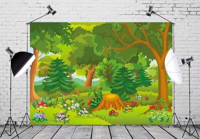 BELECO 8 x 6 ft Fairy-Tale Forest Fabric Backdrop with Flowers and Mushrooms