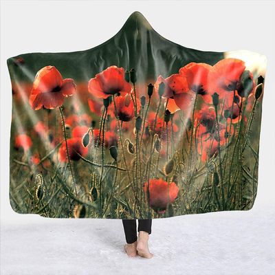 YUNHOME Hooded Blanket, Mountain Snow Design, 150 x 130 cm