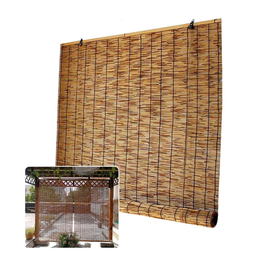 DLLY Indoor Bamboo Roll-Up Blinds, Natural Reed Curtain, Vintage Roman Shades, 50–150 cm Wide