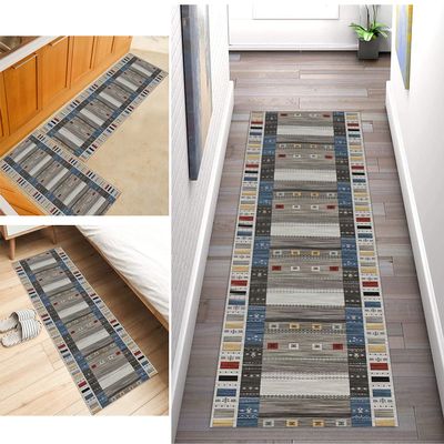 ZDOHMij Gray Hallway Runner Rug 80 x 450 cm, Non-Slip, Washable Polyester