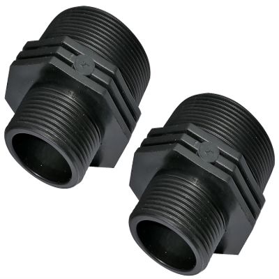 AERZETIX C51986 Set of 2 Male-to-Male Screw-In Reducers, 1 1/4" x 2", Plastic, PN 6 bar