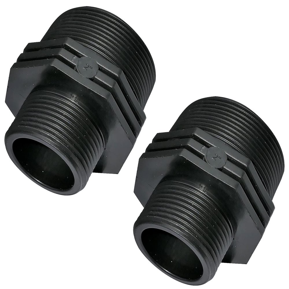 AERZETIX C51986 Set of 2 Male-to-Male Screw-In Reducers, 1 1/4" x 2", Plastic, PN 6 bar