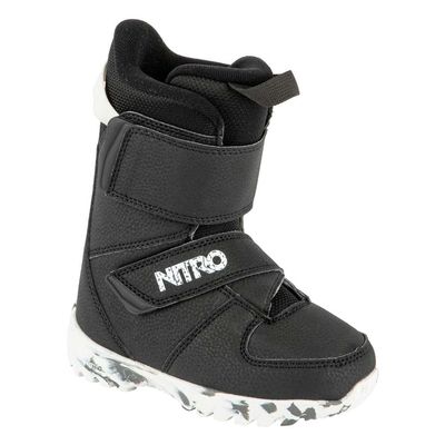 Nitro Snowboards Kids Rover '22 Lightweight Warm Snowboard Boot with Powerstrap, BLK-WHT-Charcoal, 180