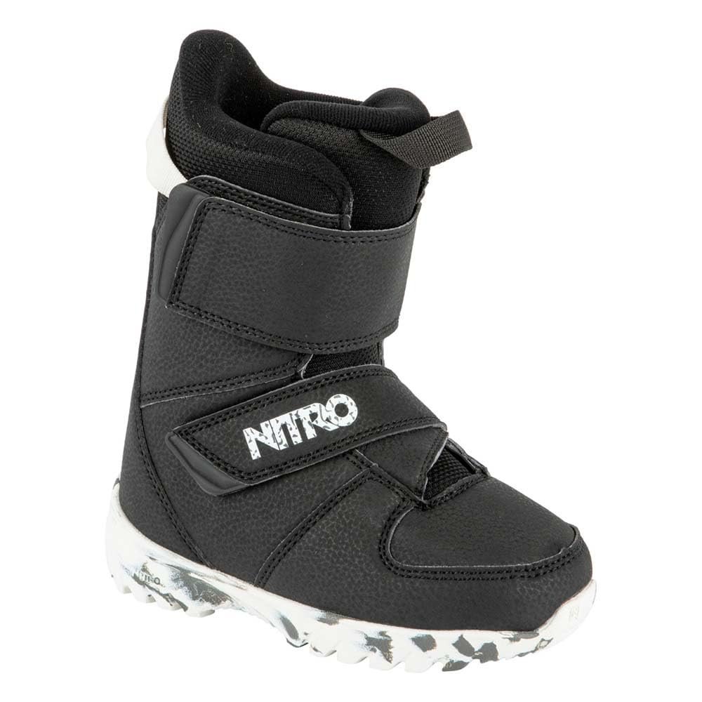 Nitro Snowboards Kids Rover '22 Lightweight Warm Snowboard Boot with Powerstrap, BLK-WHT-Charcoal, 180