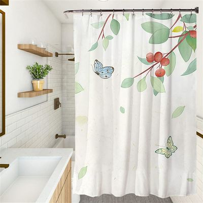 Enhome Waterproof Polyester Shower Curtain with Hooks, 3D Green Leaves, 90 x 180 cm