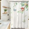 Enhome Waterproof Polyester Shower Curtain with Hooks, 3D Green Leaves, 90 x 180 cm view 1