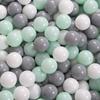 KiddyMoon Foam Playground with Round Ball Pit (300 Balls), Baby Ball Pit, Play Pool and Obstacle Course, Made in the EU, Light Gray/White/Gray/Mint view 2