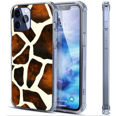 Giraffe Texture Pattern Case for iPhone 12 Pro Max, Clear Shockproof Flexible Bumper, 6.7 in.