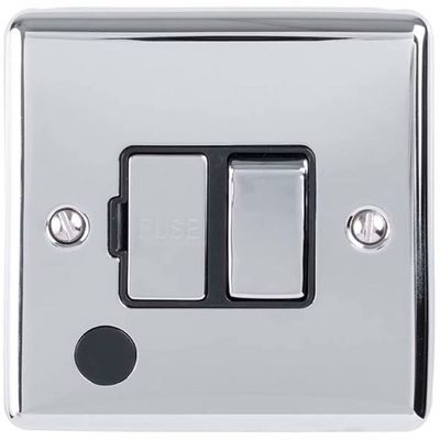 13A DP Switched Fused Spur & Flex Outlet, Chrome/Black Trim