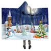 YUNHOME Hooded Blanket, Fleece Wearable Blanket, Christmas Series Snow Moon Print, 150 x 130 cm view 2
