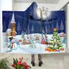 YUNHOME Hooded Blanket, Fleece Wearable Blanket, Christmas Series Snow Moon Print, 150 x 130 cm view 3