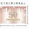 50th Birthday Decorations for Women, Rose Gold Glitter Fabric Banner view 2