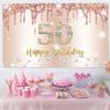50th Birthday Decorations for Women, Rose Gold Glitter Fabric Banner view 4
