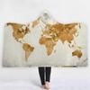 YUNHOME Hooded Blanket, Cozy Blanket Hoodie, Cape-Style Blanket Coat, Thick Double-Layer Plush, 3D Digital Apricot Map Print, 150 x 200 cm view 1