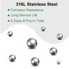 Sourcing Map 8-Piece 316L Stainless Steel Bearing Ball Set, 8 Sizes view 3