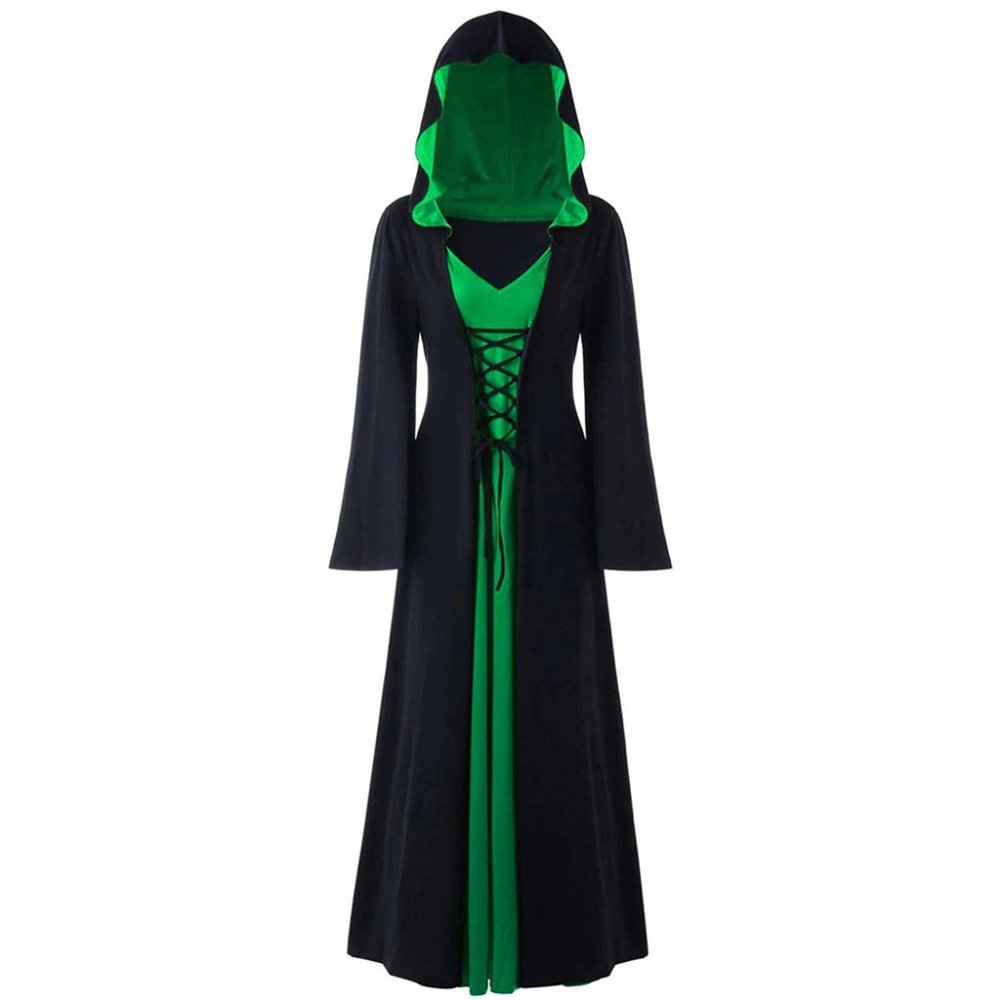 LPFNSF Vintage Witch Dress, Women's Renaissance Vampire Costume, Green 3XL