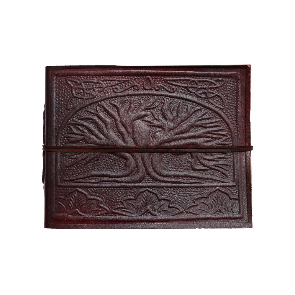 Paper High Small Embossed Leather Tree of Life Photo Album for 60 Photos, 15 x 10 cm, 18 x 14 cm, Fair Trade Handmade