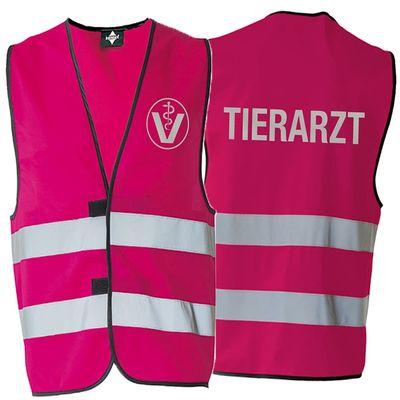 Generic Veterinarian Safety Vest with Reflective Print, 8 Colors, 5 Sizes (Pink, M)