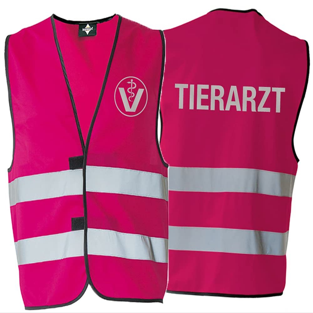 Generic Veterinarian Safety Vest with Reflective Print, 8 Colors, 5 Sizes (Pink, M)