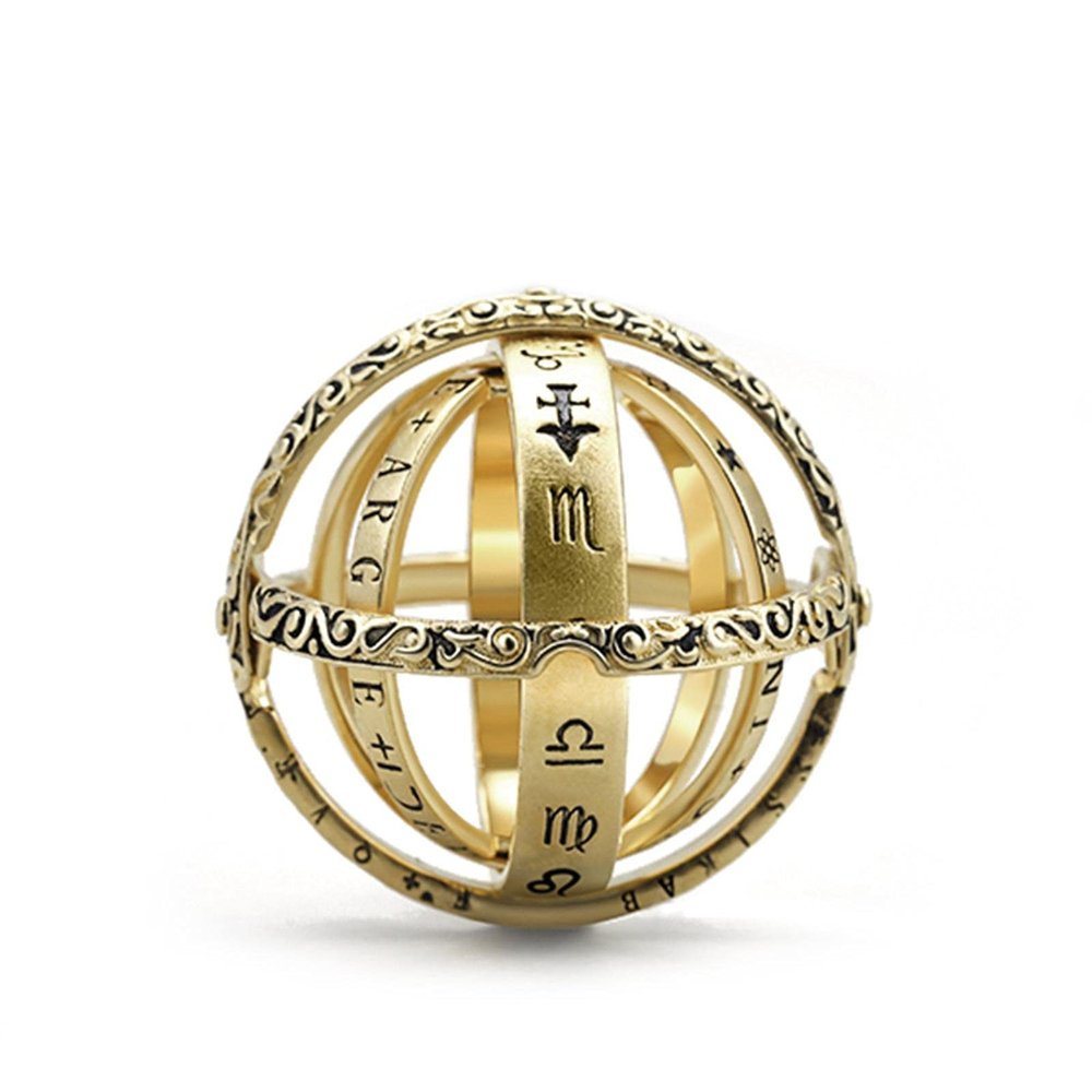 HCMA Vintage Astronomical Sphere Spinner Ring Necklace