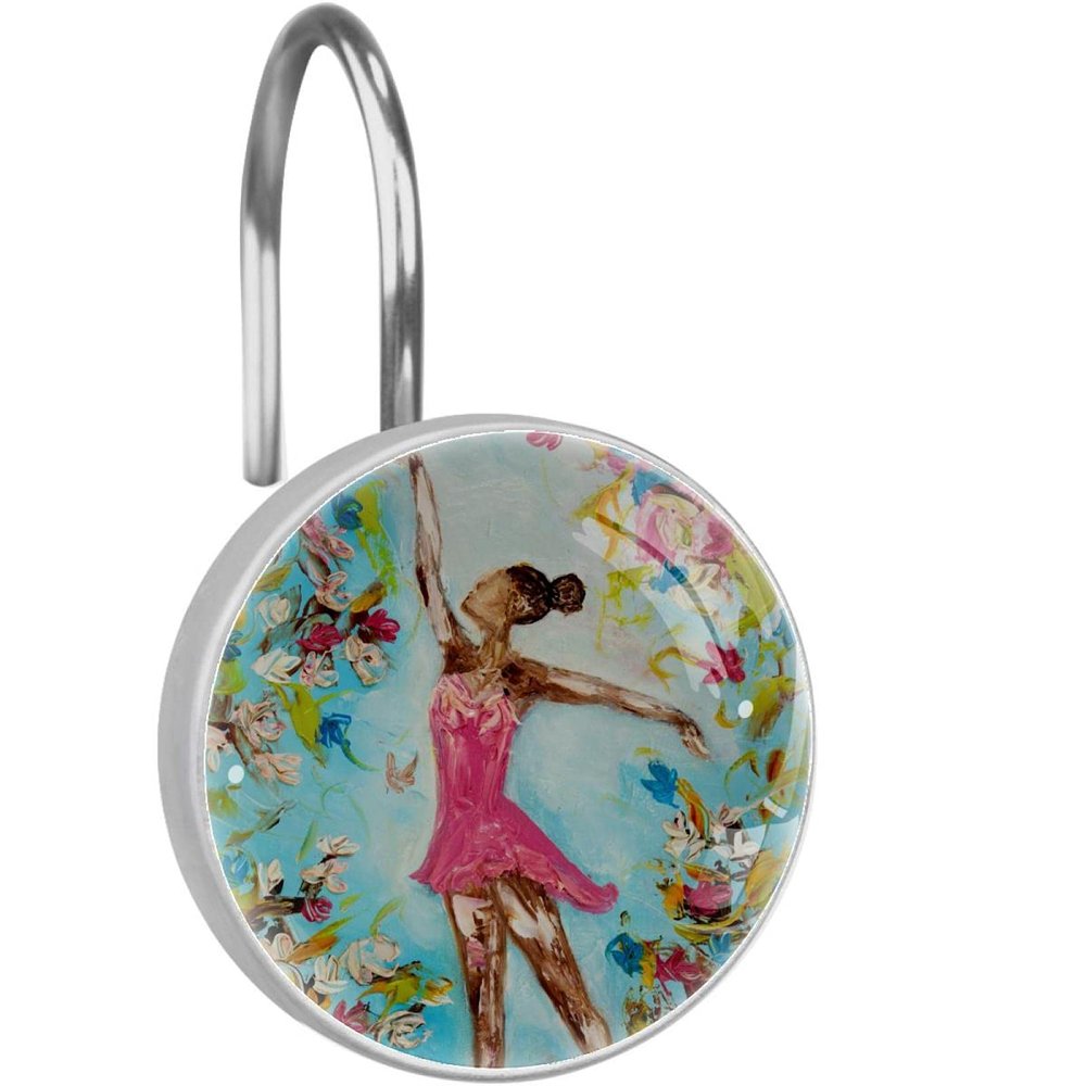 Ballet Girl Ballerina Shower Curtain Hooks, Set of 12