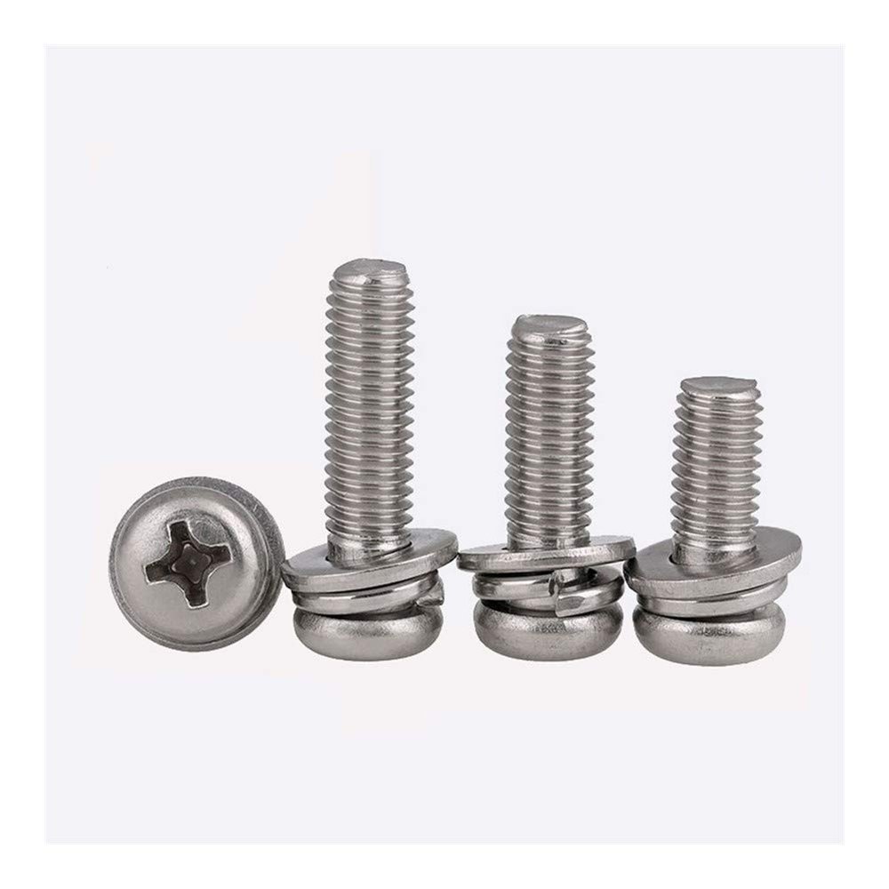TANGJIANCHENG TTTtang M3 GB9074.4 304 Stainless Steel Phillips Machine Screws with Lock and Flat Washers, HW013, 20 pcs