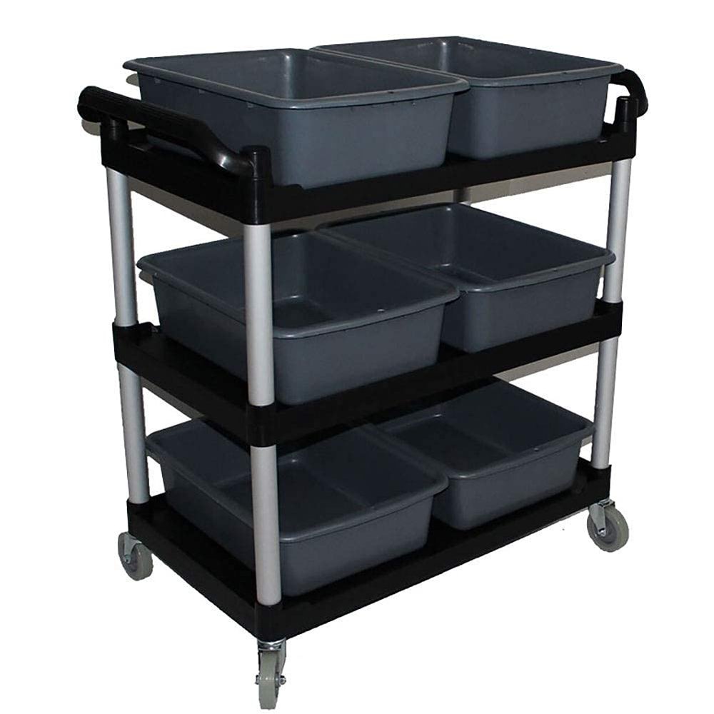 YGCBL Multifunctional Plastic Utility Cart, 3-Tier Serving Trolley with Wheels and 6 Storage Drawers