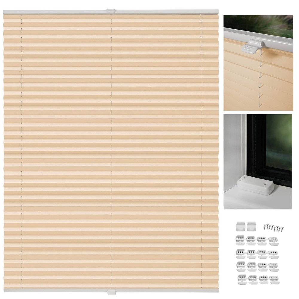 metablo Made-to-Measure Pleated Blind with Drilling, Light Orange, W 51–60 cm, H 40–100 cm