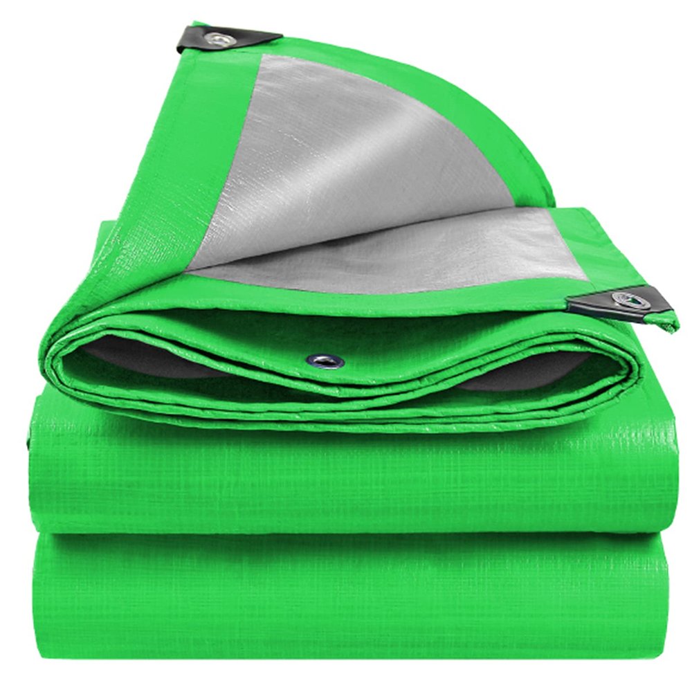 HYHMJ Multi-Purpose Waterproof Tarp, Green/Silver, 2.8 x 5.8 m
