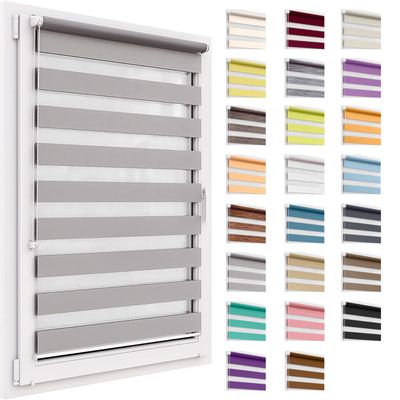 Dual-Layer Roller Blind Without Drilling, 105 x 220 cm Fabric, Day & Night, Light-Filtering and Room-Darkening