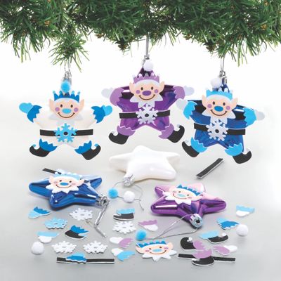 Baker Ross FE769 Elf Christmas Star Decoration Craft Kit, Pack of 6