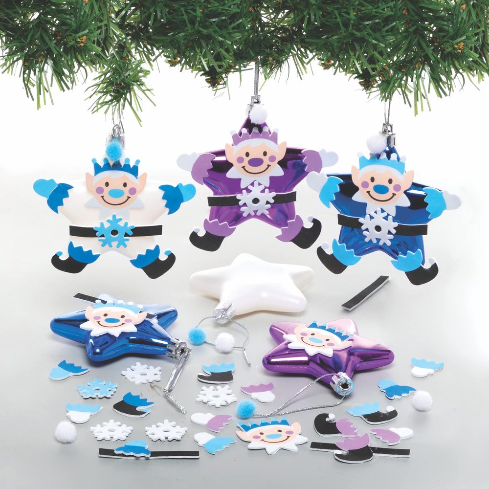 Baker Ross FE769 Elf Christmas Star Decoration Craft Kit, Pack of 6