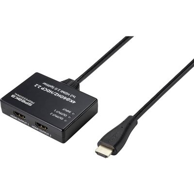 SpeaKa Professional SP-9443508 1-in/2-out HDMI Splitter, Black